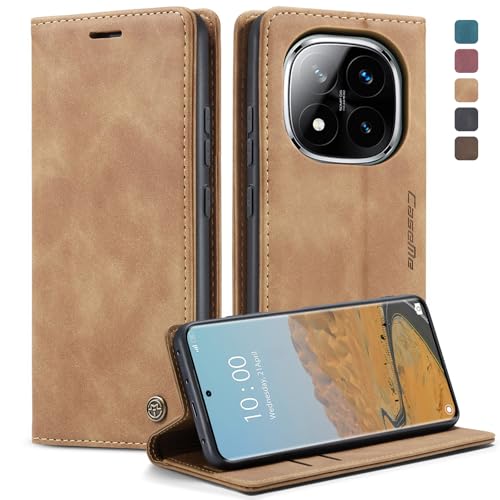 KZB Handyhülle für Xiaomi Redmi Note 14 Pro 5G Hülle (Nicht für 4G) Premium Leder Klappbar Tasche Magnet Kartenfach Standfunktion Klapphülle Schutzhülle für Redmi Note 14 Pro Plus 5G - Braun von KZB