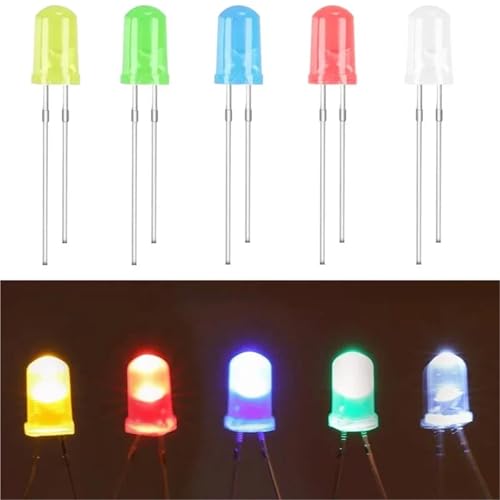 100pcs 5mm LED Lamp Beads Light-emitting Diode Color Red White Yellow Blue Light-emitting LED Circuit Combination Kit DIY LED(MULTI) von KZEEVJTJY