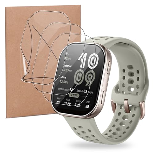 KZIOACSH Displayschutzfolie für AMAZFIT Bip 6 [3 Stück], 3D-Vollständige Abdeckung geeignet für Ultraschallsensor, [Kein Glas] [blasenfrei] [TPU-Material] [HD-Transparenz] von KZIOACSH