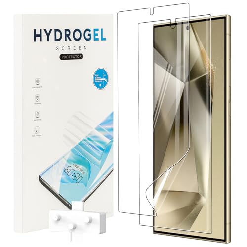 KZIOACSH Displayschutzfolie für Samsung Galaxy S24 Ultra, 2 Stück 3D Curved Edge HD Klar Weich TPU Displayschutzfolie [Kein Glas] Kratzfest Blasenfrei [Fingerabdruck-Entriegelung] Schutzhülle Folie von KZIOACSH