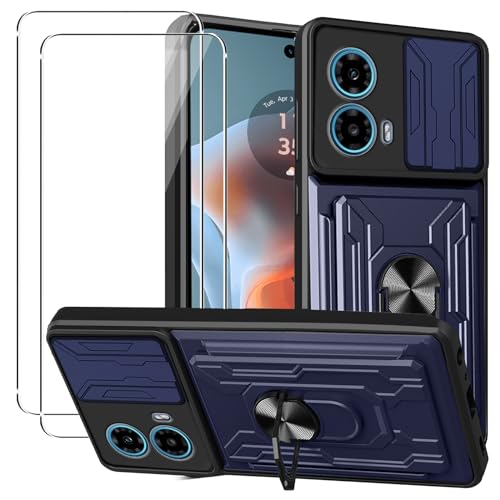 KZIOACSH Schutzhülle für Motorola Moto G34 5G, militärische Qualität, stoßfest, integrierter Ständer, Schiebe-Kamera-Abdeckung, abnehmbarer Kartenhalter, kratzfeste, robuste Stoßfängerabdeckung mit 2 KZIOACSH Schutzhülle für Motorola Moto G34 5G, militärische Qualität, stoßfest, integrierter Ständer, Schiebe-Kamera-Abdeckung, abnehmbarer Kartenhalter, kratzfeste, robuste Stoßfängerabdeckung mit 2 von KZIOACSH