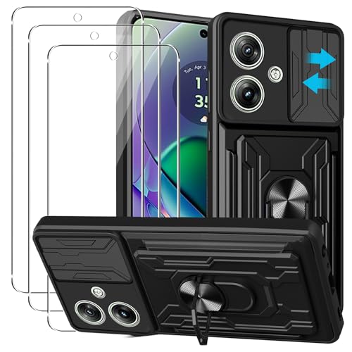 KZIOACSH Schutzhülle für Motorola Moto G54, integrierter Ständer + Schiebe-Kamera-Abdeckung + abnehmbarer Kartenhalter in Militärqualität, robust, kratzfest, mit 3 Displayschutzfolien aus gehärtetem KZIOACSH Schutzhülle für Motorola Moto G54, integrierter Ständer + Schiebe-Kamera-Abdeckung + abnehmbarer Kartenhalter in Militärqualität, robust, kratzfest, mit 3 Displayschutzfolien aus gehärtetem von KZIOACSH