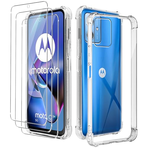 KZIOACSH Schutzhülle für Motorola Moto G64 5G/Moto G54 + 3 Stück Displayschutz, verstärkte Ecken, weich, Silikon, TPU, stoßfest, transparent von KZIOACSH