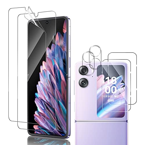 Kompatibel mit Oppo Find N2 Flip Panzerglas, Schutzfolien für Handys (2 Stück Hartglas + 2 Stück Displayschutzfolie + 2 Stück Kameraobjektivschutz), kratzfest, HD, ultradünn, blasenfrei von KZIOACSH