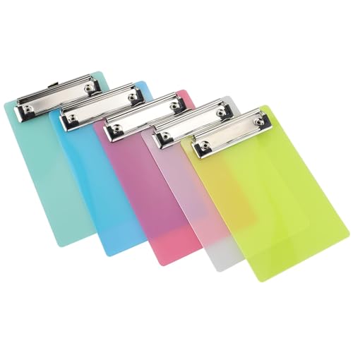 Klemmbretter A6, halbtransparenter Kunststoff, Acryl-Klemmbretter, gummierte Metallklemme, widerstandsfähig, sortiert, farbige Papierhalter, Schreibtafel, 5 Farben, 5 Stück Klemmbretter A6, halbtransparenter Kunststoff, Acryl-Klemmbretter, gummierte Metallklemme, widerstandsfähig, sortiert, farbige Papierhalter, Schreibtafel, 5 Farben, 5 Stück von KZNKZN