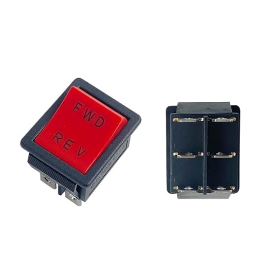 FWD-REV 6-poliger Kippschalter for elektrische Schweißmaschine, 2 Positionen, EIN-AUS, roter Mini-Boot-Druckknopf(20pcs) von KZRGMFG