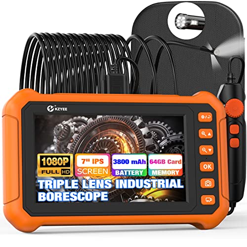 KZYEE KZ3000 Pro Industrie Endoskop mit DREI Objektiven, HD 1080P Inspektionskamera, 7 Zoll IPS Bildschirm Endoskopkamera mit 8 LED-Leuchten, 3,5 m halbstarres Kabel, 3800 mAh, 32 GB TF-Karte KZYEE KZ3000 Pro Industrie Endoskop mit DREI Objektiven, HD 1080P Inspektionskamera, 7 Zoll IPS Bildschirm Endoskopkamera mit 8 LED-Leuchten, 3,5 m halbstarres Kabel, 3800 mAh, 32 GB TF-Karte von KZYEE