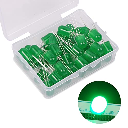 10mm LED Leuchtdiode, 40 Stück Grün LED Dioden, 10 mm LED Sortimentskits für Wissenschaftsprojekte, Schulen und Heimwerkerprojekte (10 mm 40 Stück) von Ka wah core