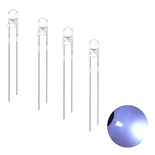 120 Stück 3mm LED Leuchtdioden, 2 Pin LED Dioden, Extra Hell 3 mm LED Sortiments kits, Diffus Dioden Set für Wissenschafts projekte, Heimwerkerprojekte (Weiß 120 Stück) von Ka wah core