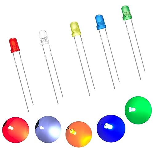 3mm LED Leuchtdiode, 250 Stück LED Dioden, 3 mm LED-Sortimentskits für Wissenschaftsprojekte, Schulen und Heimwerkerprojekte (3 mm 250 Stück) von Ka wah core