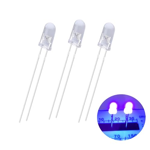 3mm UV-LED-Leuchtdioden, 120 Stück UV-LED-emittierende Dioden, 3mm LED-Kits für wissenschaftliche Projekte, Schulen und Heimwerkerprojekte (3mm UV 120 Stück) von Ka wah core