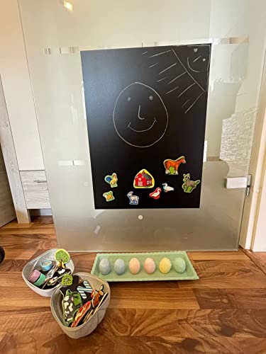 Premium-Tafelfolie schwarz 70x50cm Magnetfolie Selbstklebende magnetische Tafelfolie inkl. Magnete und Kreide von KaRoFoilFIX