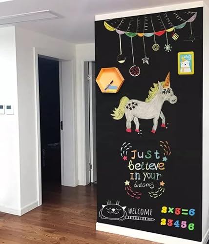 Selbstklebende magnetische Vinyl- Tafelfolie in verschiedenen Größen | Farbe: schwarz | inkl. Kreidestift | Kreidetafel | Selbstklebefolie l Memoboard (180x60 cm) von KaRoFoilFIX