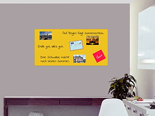 TESTSIEGER l BUNTE Magnetfolie magnetische PVC-freie Magnet Schreibtafel Folie | Testnote 1,4 | beschreibbar zuschneidbar | Rückseite selbstklebend | inkl.Kreidestift (gelb, 90x60cm) von KaRoFoilFIX
