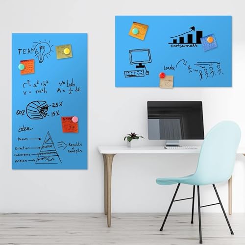 TESTSIEGER l BUNTE Magnetfolie magnetische PVC-freie Magnet Schreibtafel Folie | Testnote 1,4 | beschreibbar zuschneidbar | Rückseite selbstklebend | inkl.Kreidestift (hellblau, DIN A4 (21x29,7cm)) von KaRoFoilFIX