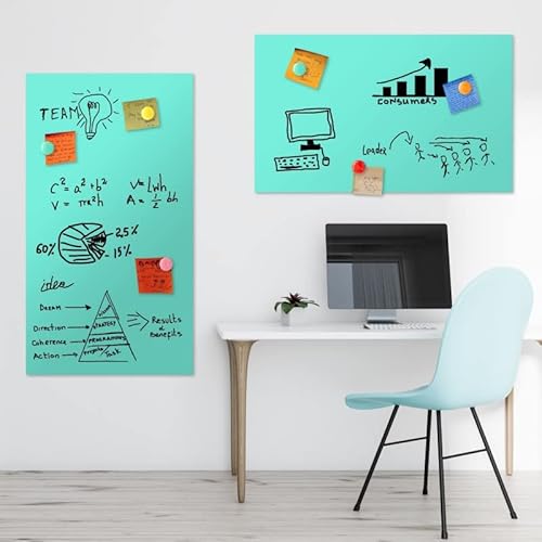 TESTSIEGER l BUNTE Magnetfolie magnetische PVC-freie Magnet Schreibtafel Folie | Testnote 1,4 | beschreibbar zuschneidbar | Rückseite selbstklebend | inkl.Kreidestift (mint, 90x60cm) von KaRoFoilFIX