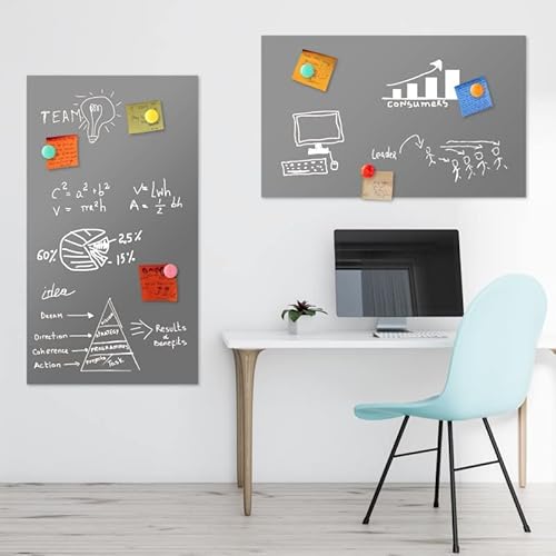 Tafelfolie magnetisch 50x100cm 40x100cm 30x100cm | grau |Selbstklebende magnetische Tafelfolie | Kreidetafel | Memotafel Kühlschrank Tafel | Magnetfolie (50x100) von KaRoFoilFIX
