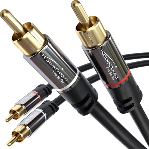 KabelDirekt – 0,5 m Cinch Kabel, Stereo Audio 2 x 2 Cinch besonders bruchfest & brillante Tonqualität (Koaxialkabel, RCA-Kabel, Subwoofer/Verstärker/HiFi & Heimkino/Blu-ray, analog & digital) von KabelDirekt