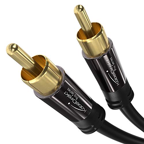 KabelDirekt – 0,5 m – Cinch-Subwoofer-Kabel, 1 Cinch auf 1 Cinch, Audio/Digital/Video (Koax-Kabel, RCA-Stecker/Stecker, für Verstärker/HiFi, Audiosignal oder Composite-Video, 75 Ohm, schwarz) von KabelDirekt