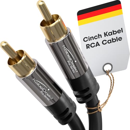 KabelDirekt – 0,5 m – Cinch-Subwoofer-Kabel, 1 Cinch auf 1 Cinch, Audio/Digital/Video (Koax-Kabel, RCA-Stecker/Stecker, für Verstärker/HiFi, Audiosignal oder Composite-Video, 75 Ohm, schwarz) von KabelDirekt