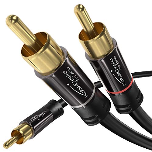 KabelDirekt – 0,5 m – Cinch-Y-Kabel, 1 Cinch auf 2 Cinch, Stereo-Audiokabel (Koax-Kabel, RCA-Stecker/Stecker, analog/digital, Adapter für Subwoofer/Verstärker/HiFi und Heimkino/Receiver, schwarz) von KabelDirekt