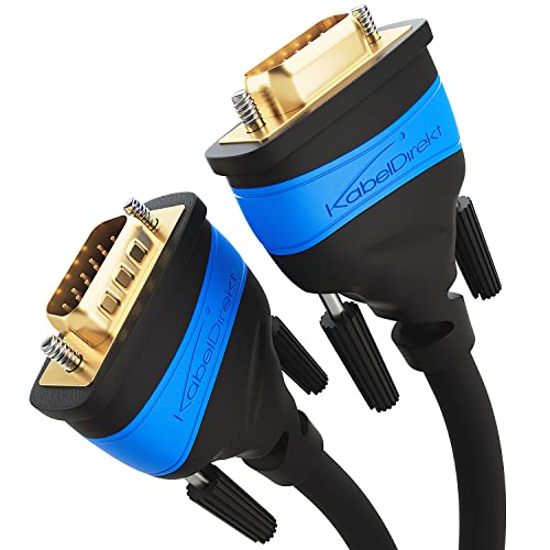 KabelDirekt – 1m – VGA Monitor Kabel für maximale Bildqualität durch hochreine Kupferleitungen (Full HD, VGA-Stecker auf Stecker, verbindet PC mit Bildschirm/Beamer/Projektor, D-Sub 15, schwarz) von KabelDirekt