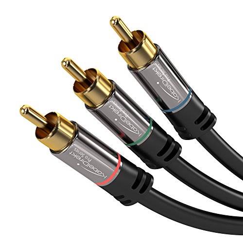 KabelDirekt – 2 m – Komponentenkabel, Cinch, RGB/YUV (Koax-Kabel, 3× RCA-Stecker auf 3× RCA-Stecker, Component-Kabel für die Bildübertragung in Full HD, Video/HDTV, schwarz) von KabelDirekt