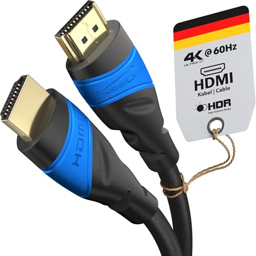 KabelDirekt – 2x 4K HDMI-Kabel – 5 m – 4K@60Hz (Extra-Kupfer für bis zu 18 Gbit/s und Ultra HD/4K – kompatibel mit HDMI 2.0, High Speed mit Ethernet, Blu-ray/PS5/Xbox Series X/Switch, schwarz) von KabelDirekt