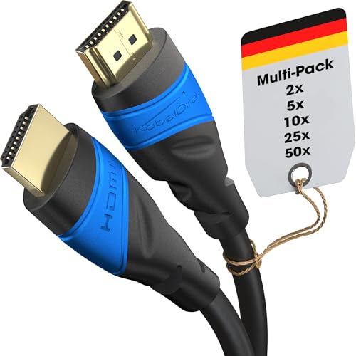 KabelDirekt – 2x 4K HDMI-Kabel – 5 m – 4K@60Hz (Extra-Kupfer für bis zu 18 Gbit/s und Ultra HD/4K – kompatibel mit HDMI 2.0, High Speed mit Ethernet, Blu-ray/PS5/Xbox Series X/Switch, schwarz) von KabelDirekt