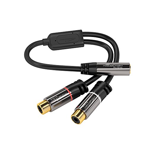 KabelDirekt – 3,5mm Adapter Kabel – 0,2m (2 x Cinch Buchse > 3,5mm Buchse, 3-polig) – PRO Series von KabelDirekt