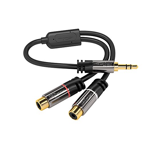 KabelDirekt – 3,5mm Adapter Kabel – 0,2m (2 x Cinch Buchse > 3,5mm Stecker, 3-polig) – PRO Series von KabelDirekt