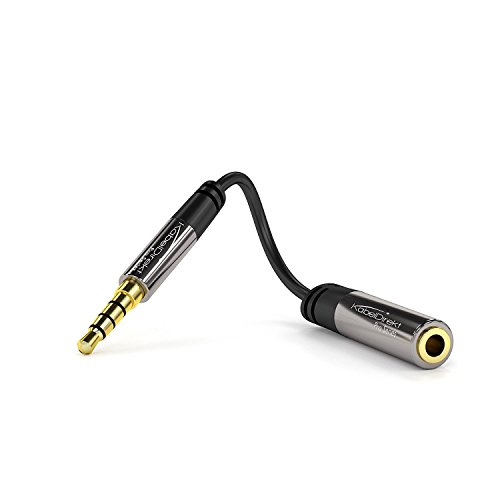 KabelDirekt – 3,5mm Klinkenkabel, Headset-Adapter (1x 3.5mm Stecker > 1x Buchse, 4-polig, Kopfhörer/Mikrofon) von KabelDirekt