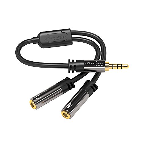 KabelDirekt – 3,5mm Klinkenkabel Headset Adapter (3,5mm Klinke Kabel, 4-polig, Externe Mikrofone) – PRO Series von KabelDirekt