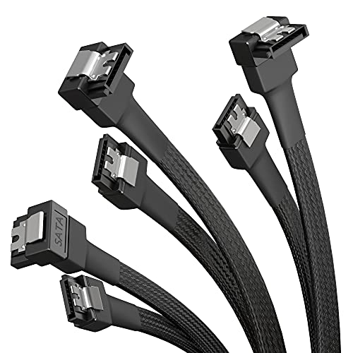 KabelDirekt – 3x SATA-3-Kabel 6 Gb/s – 30 cm, 90° gewinkelt (Datenkabel, 6 Gbit/s, SATA-III/Serial-ATA, L-Stecker, Set aus 3 Kabeln, verbindet Festplatten/SSDs/Laufwerke mit dem Mainboard, schwarz) von KabelDirekt