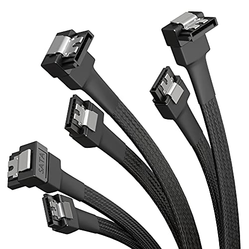 KabelDirekt – 3X SATA-3-Kabel 6 Gb/s – 30 cm, 90° gewinkelt (Datenkabel, 6 Gbit/s, SATA-III/Serial-ATA, L-Stecker, Set aus 3 Kabeln, verbindet Festplatten/SSDs/Laufwerke mit dem Mainboard, schwarz) von KabelDirekt
