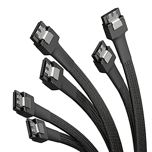KabelDirekt – 3x SATA-3-Kabel 6 Gb/s – 30 cm, gerade (Datenkabel, 6 Gbit/s, SATA-III/Serial-ATA, L-Stecker, Set aus 3 Kabeln, verbindet Festplatten/SSDs/Laufwerke mit dem Mainboard, schwarz) von KabelDirekt