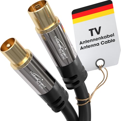 KabelDirekt – 4K Antennenkabel, Koaxialkabel, TV Kabel – 20 m – Fernsehkabel für digitales & analoges TV, Metallstecker – Erhältlich in 0,5-20 m (Stecker auf Buchse, für DVB-C/DVB-T/DVB-S, schwarz) von KabelDirekt