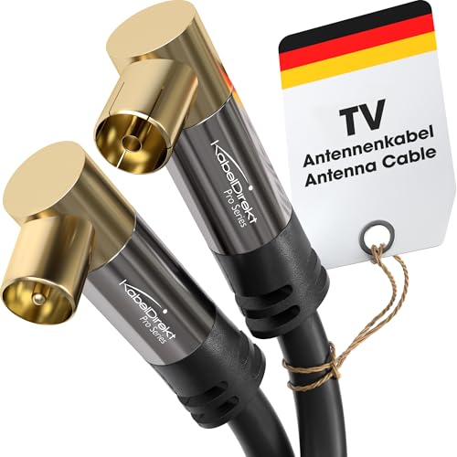 KabelDirekt – 4K Antennenkabel, TV Kabel 90° gewinkelt – Fernsehkabel mit bruchfestem Metallstecker für digitales & analoges Fernsehen – 1,5 m (Winkel-Stecker auf Winkel-Buchse für DVB-C/DVB-T/DVB-S) von KabelDirekt