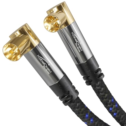 KabelDirekt – 4K Antennenkabel Nylon, TV Kabel 90° gewinkelt – 12,5m – Fernsehkabel mit bruchfestem Metallstecker für digitales/analoges Fernsehen (Winkel-Stecker auf Winkel-Buchse für DVB-C/DVB-T/-S) von KabelDirekt