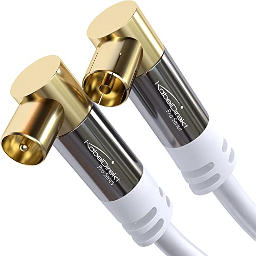 KabelDirekt – 4K Antennenkabel, Koaxialkabel, TV Kabel 90° gewinkelt – 20 m – Fernsehkabel digital & analog, bruchfeste Metallstecker (Winkel-Stecker/Winkel-Buchse, für DVB-C, DVB-T, DVB-S, weiß) von KabelDirekt