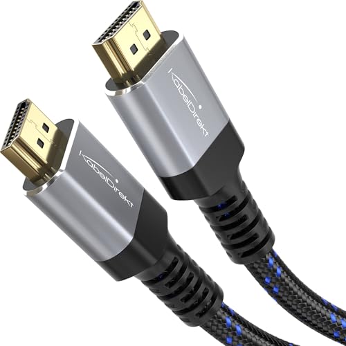 KabelDirekt – 4K HDMI-Kabel – 10 m – 4K@60Hz (Extra-Kupfer für bis zu 18 Gbit/s und Ultra HD/4K, bruchfeste Nylon-Ummantelung, High Speed mit Ethernet, Blu-ray/PS5/Xbox Series X/Switch) von KabelDirekt