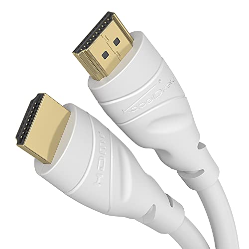 KabelDirekt – 4K HDMI-Kabel – 10 m – 4K@60Hz (Extra-Kupfer für bis zu 18 Gbit/s und Ultra HD/4K – kompatibel mit HDMI 2.0, High Speed mit Ethernet, Blu-ray/PS5/Xbox Series X/Switch, weiß) von KabelDirekt