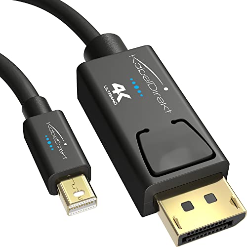 KabelDirekt – 4K Mini DisplayPort auf DisplayPort Kabel (Mini DP auf DP) – 5x 5 m – mit spezieller A.I.S. Schirmung im DisplayPort-Stecker, Mini DisplayPort/Thunderbolt 1 & 2 für PC, Laptop & Mac von KabelDirekt