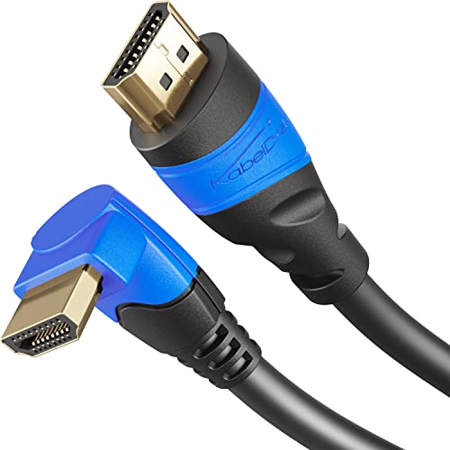 KabelDirekt – 4K gewinkeltes HDMI-Kabel – 10 m (Winkelkabel 90°, Extra-Kupfer für bis zu 18 Gbit/s und Ultra HD/4K@60Hz – HDMI 2.0, High Speed mit Ethernet, Blu-ray/PS5/Xbox Series X/Switch, schwarz) von KabelDirekt
