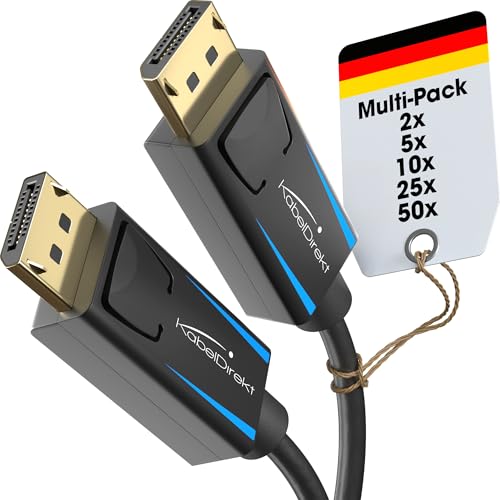 KabelDirekt – 4K & 8K DisplayPort Kabel, 240Hz – 5x 1,5m – erhältlich in 1m bis 5m – DP Kabel für alle DisplayPort-Anschlüsse (DisplayPort 1.4, erreicht 8K@60Hz an PCs, Laptops, Gaming-Monitoren) von KabelDirekt