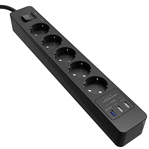 KabelDirekt – 5-fach-Steckdosenleiste & Mehrfachsteckdose (USB, Quick Charge 3.0, Schnellladegerät, lädt geräteabhängig bis zu 3× schneller, Überspannungs-/Berührungsschutz, TÜV-geprüft, schwarz) KabelDirekt – 5-fach-Steckdosenleiste & Mehrfachsteckdose (USB, Quick Charge 3.0, Schnellladegerät, lädt geräteabhängig bis zu 3× schneller, Überspannungs-/Berührungsschutz, TÜV-geprüft, schwarz) von KabelDirekt