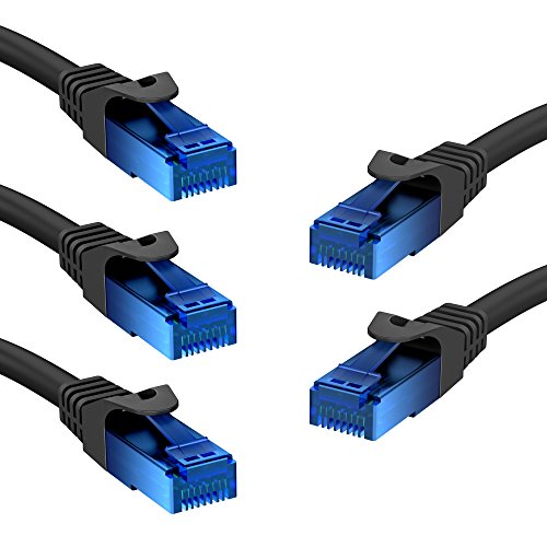 KabelDirekt – 5x 1,5m – Netzwerkkabel, Ethernet, Lan & Patch Kabel (überträgt maximale Glasfaser Geschwindigkeit & ist geeignet für Gigabit Netzwerke, Switches, Router, Modems mit RJ45 Eingang, blau) von KabelDirekt