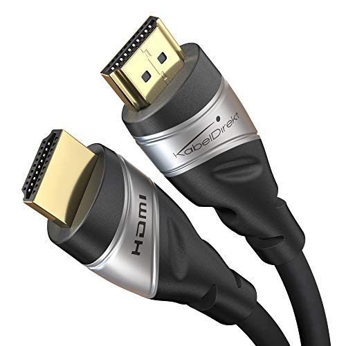 KabelDirekt – 8K/4K HDMI-2.1-Kabel – 1,5 m – von HDMI zertifiziert für höchste Qualität (8K@60Hz, Ultra High Speed/48G, neuester Standard, optimal für PS5/Xbox, Monitor/TV/Beamer, silbern) von KabelDirekt