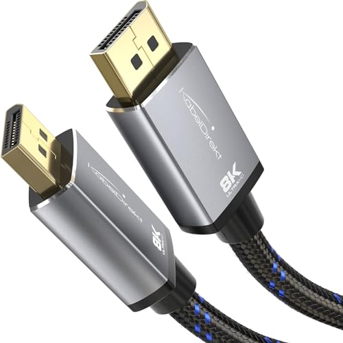 KabelDirekt – 8K / 60Hz DisplayPort Kabel 1.4 – 5m – DP Kabel mit Vollmetall-Steckern für Gaming PCs/Laptops, hochauflösende 4K / 8K Gaming Monitore und ultraschnelle 144Hz / 165Hz / 240Hz, schwarz von KabelDirekt