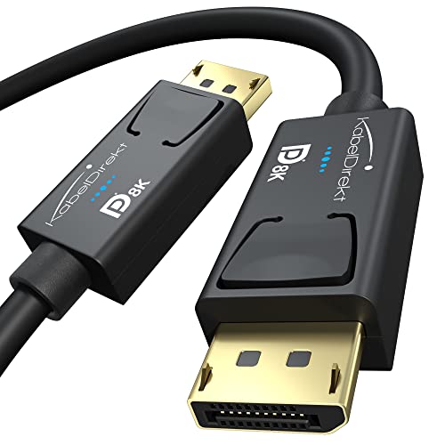 KabelDirekt – 8K DisplayPort Kabel & DP Kabel, mit A.I.S. Schirmung & offizieller VESA Zertifizierung – 2x 1 m (für DP 1.4 Gaming-PC/Laptop/Grafikkarte/Monitor mit 4K@120Hz, 144Hz/165Hz/240Hz) von KabelDirekt